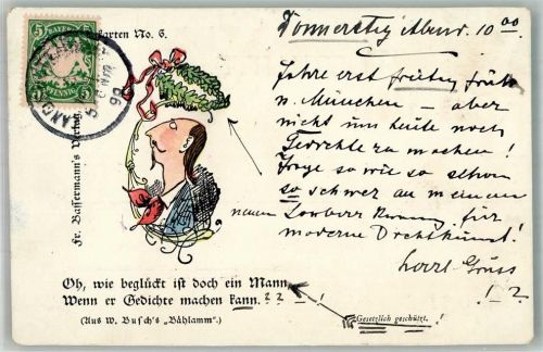 1900 Adelskorrespondenz Buschkarten Nr. 6 aus Bählamm