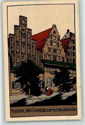 Rostock alte Giebelhäuser bei der Nicolaikirche
