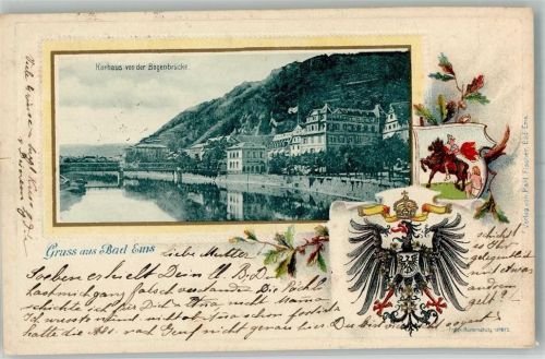 Bad Ems Das Kurhaus Die Lahn Wappen Passepartout
