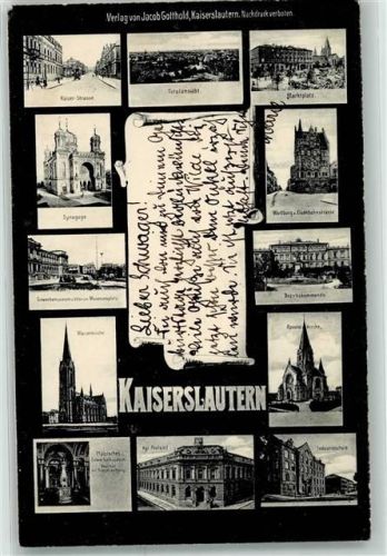 Kaiserslautern 1906 Kaiser Straße Marktplatz Synagoge Bezirkskommando Marienkirche Apostelkirche Industriehalle Kgl. Postamt