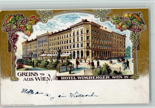 Wien Schöne Jugendstil Litho AK Hotel Wimberger