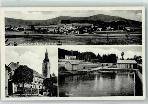 Tiefenbach Gasthaus zur alten Post mit Kirche Freibad