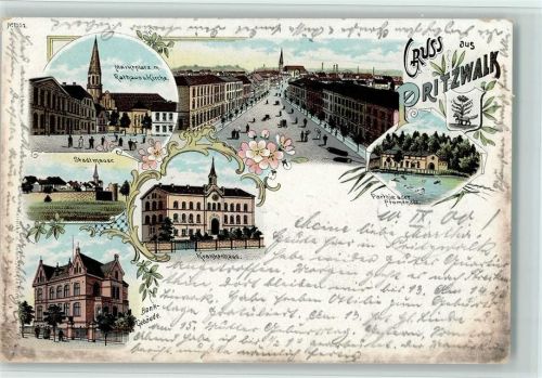 Pritzwalk 1900 Gruss aus - Krankenhaus, Bank, AK