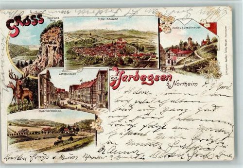 Hardegsen 1898 Gruss aus - Langestr., Bahnhofstr. AK