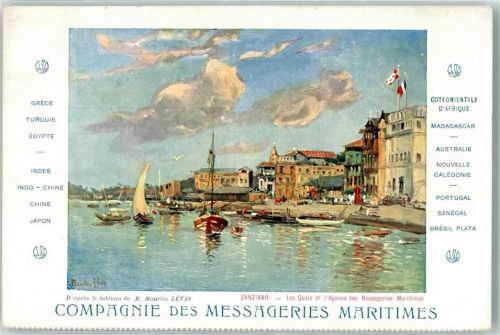 Sansibar Les quais ert l´Agence des Messageries Maritimes sign. Leois,Maurice