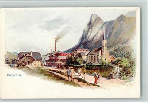 Guggenthal 1900 sign Kühltrunk , qualmender Schornstein - gute Erhaltung