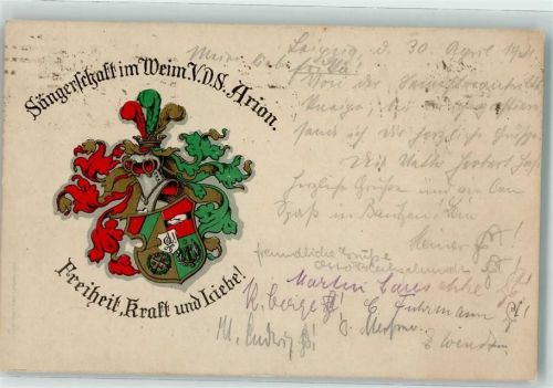Leipzig 1921 Sängerschaft im Weim. VDS Arion Ort lt. Stempel