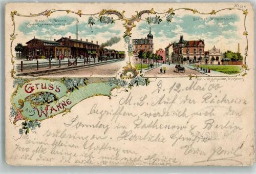 Wanne 1900 Bahnhof Soolbad Wilhelmsquelle Lithographie