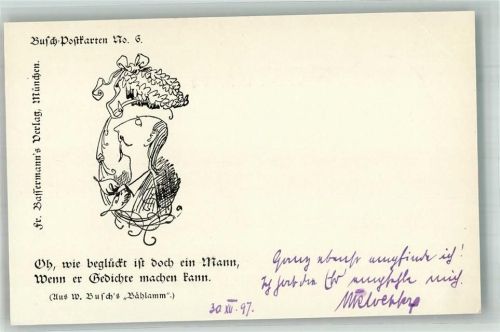 1897 Adelskorrespondenz Buschkarte Nr. 6 aus Bählamm