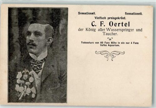 Portraitaufnahme von C.F. Oertel dem König der Taucher und Wasserspringer