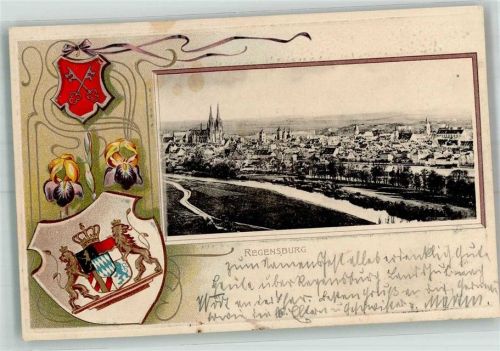 Regensburg 1901 Wappen Regensburger Dom Passepartout