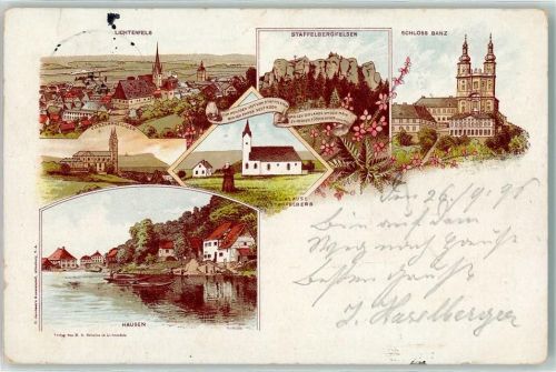 Lichtenfels 1896 Staffelbergfelsen Schloß Banz Kirche Klause Tafelberg Mönch Vierzehnheiligen