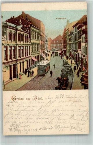 Kiel 1899 Die Vorstadt Strassenbahn Pferdefuhrwerke