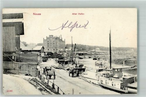 Neuss 1908 Alter Hafen Frachtkähne