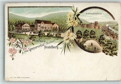 Heidelberg 1898 Gruss aus - vom Speyerhof Restaurant AK
