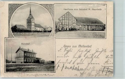 Mellendorf GAsthaus Zum Bahnhof W. Hanebuth Bahnhof Kirche