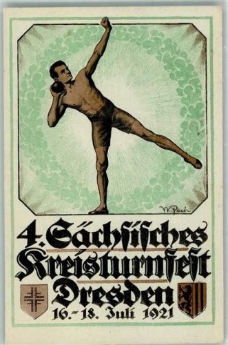 Dresden 1921 4. Sächs. Kreisturnfest Kugelstoßen sign. W. Pech