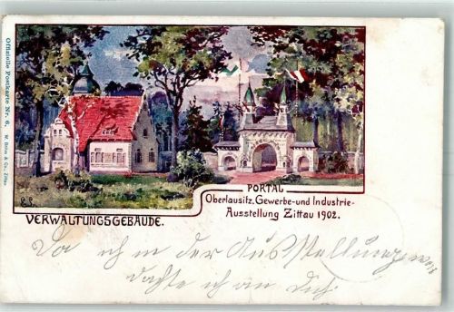 Zittau 1902 Verwaltungsgebäude Offiz. Karte Nr. 6 Ausstellungsstempel AK