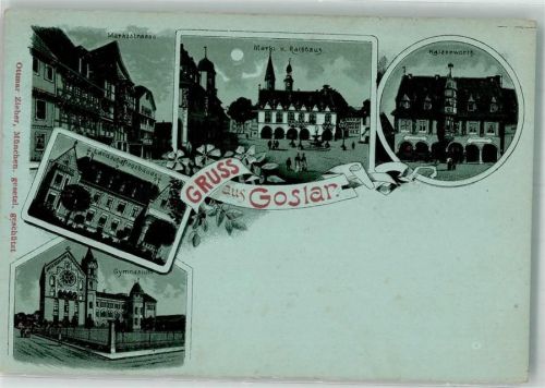Goslar Marktstraße Gymnasium Landwirtschaftsgebäude Kaiserworth Mondschein Verlag Ottmar Zieher-München