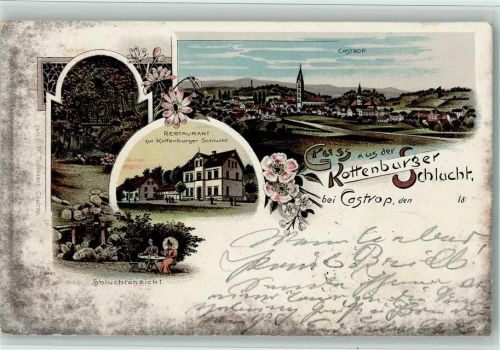 Castrop 1898 Gruss aus - Restaurant zur Kottenburger Schlucht