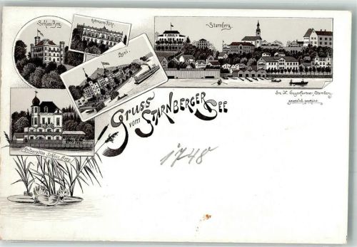 Starnberg Lithographie Schloss Berg Rottmanns Höhe Leoni