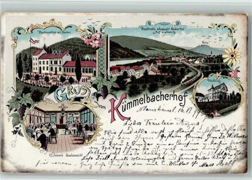 Neckargemünd 1899 Kümmelbacherhof Restauration mit Garten Innere Saalansicht Aussicht Villa Heinz