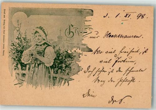 Hechthausen 1898 Trachten Blüten zupfen Poesie / Liebe
