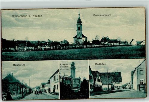 Weidenbach Hauptstraße Kriegerdenkmal Marktplatz Hofkirche