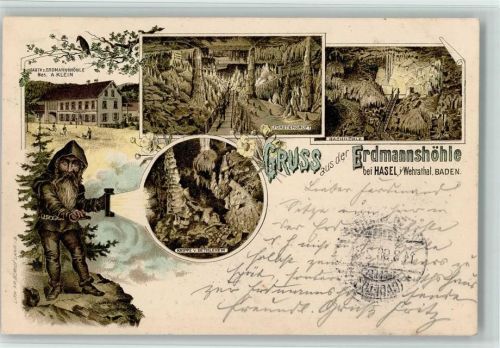 Hasel 1898 Gruss aus - Erdmannshöhle , Zwerg, AK