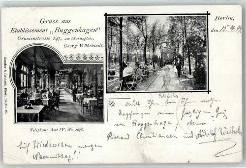 Kreuzberg 1899 Etablissement Buggenhagen Speisesaal Gartenwirtschaft