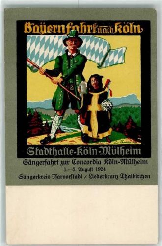 Köln Mülheim 901 Bayernfahrt nach Köln Stadthalle Köln Mülheim Sängerfahrt zur Concordia Sängerkreis Isarvorstadt Liederkranz Thalkirchen Tracht Bavaria Bierkrug