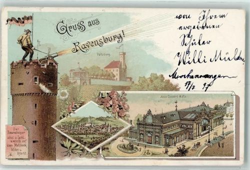 Ravensburg 1897 Veitsburg Kanone Neue Konzert-Halle