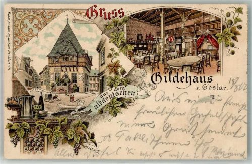 Goslar 1900 Gasthaus Altdeutsches Gildehaus Gaststube Weintrauben Schenkkanne