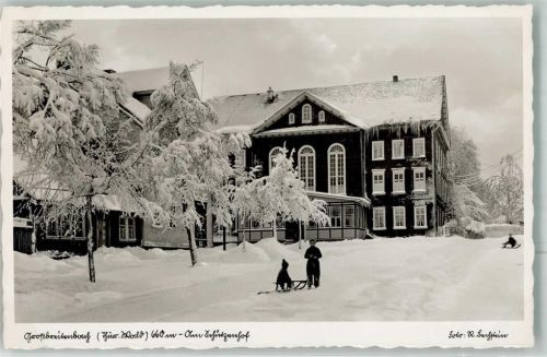 Großbreitenbach Am Schützenhof Kinder mit Rodelschlitten Winter