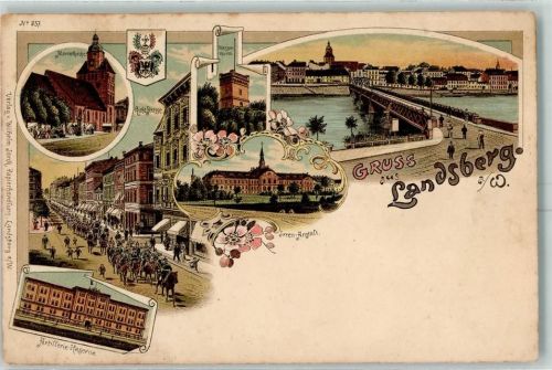 Landsberg a.d. Warthe Gorzów Wlkp. - Marienkirche Richtstrasse Artillerie-Kaserne Irrenanstalt Wasserturm