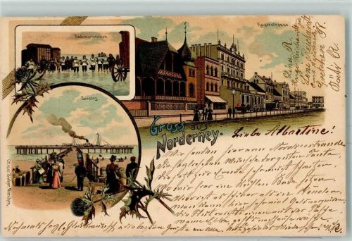 Norderney 1899 Badewärterinnen Seesteg Kaiserstraße