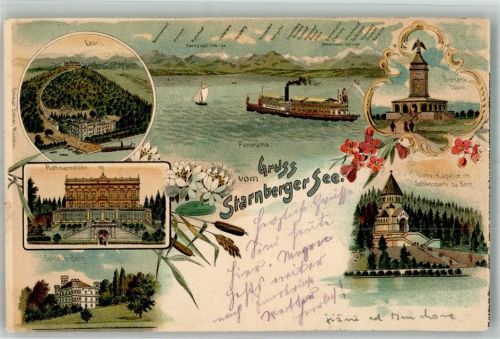 Leoni 1905 Starnberger See Bismarck-Turm Schloss Berg Rottmannhöhe Verlag Ottmar Zieher-München