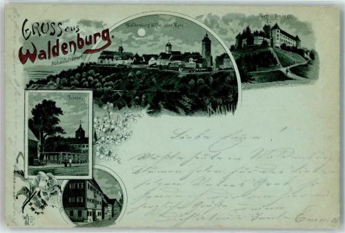 Waldenburg 1898 fürstl. Schloss Linde Pfarrhaus