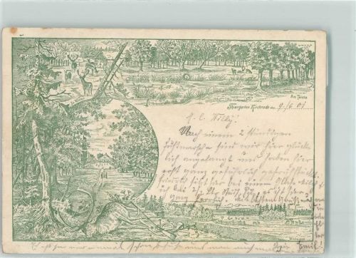 Kirchrode 1901 Tiergarten Am Teiche Jagd Hirsch Gewehr Winter Wildwiese Vorläufer