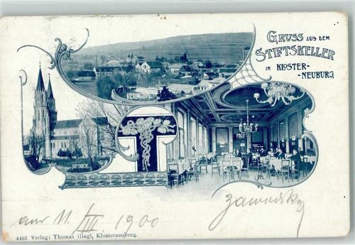 Klosterneuburg 1900 Gasthaus Stiftskeller Stiftskirche