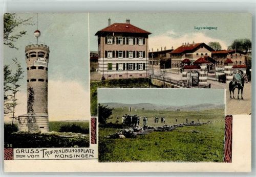 Münsingen 1912 Truppenübungsplatz Lagereingang Turm Falkenhausen
