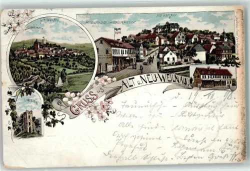 Altweilnau 1898 Landstein Hotel Pension zur schönen Aussicht Blumen