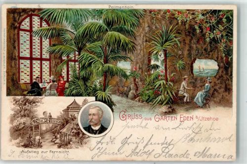 Itzehoe 1901 Garten Eden Palmhain Palmen Aufstieg zur Fernsicht Portrait