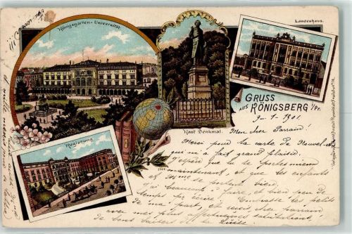 Königsberg 1901 Königsgarten Universität Kant Denkmal Regierung Landeshaus
