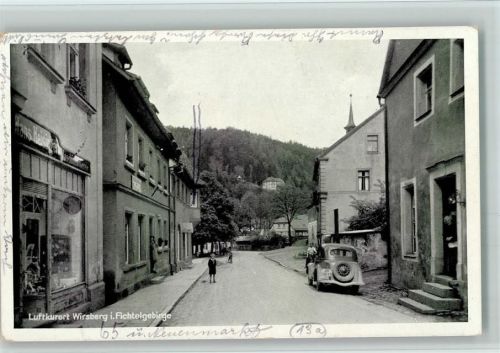 Wirsberg 1944 Straßenabbildung mit Auto , Warenhandlung Heising AK