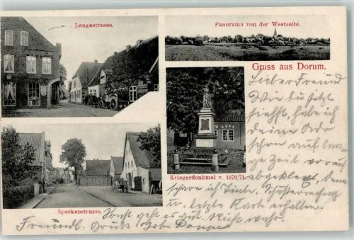 Dorum 1904 Langestraße Kriegerdenkmal Speckenstraße