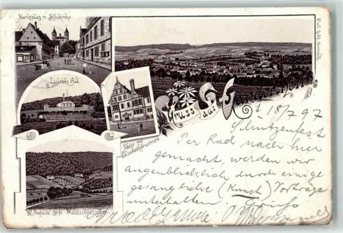 Bad Gandersheim 1897 Ludolphs-Bad W. Augusta-Stift Waldschlößchen Abtei Elisabethbrunnen
