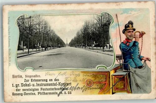 Tiergarten 1905 Postillon Posthorn Siegesallee
