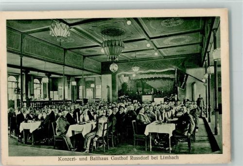 Limbach-Oberfrohna 1930 Ballhaus im Gasthaus Russdorf , viele Menschen, sehr gute Erhaltung AK