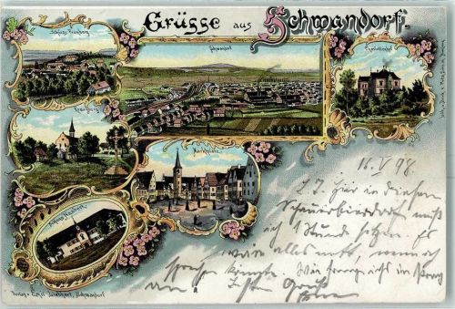 Schwandorf 1898 Schloss Fronberg Charlottenhof Kreuzberg Marktplatz Schloss Naabeck Lithographie